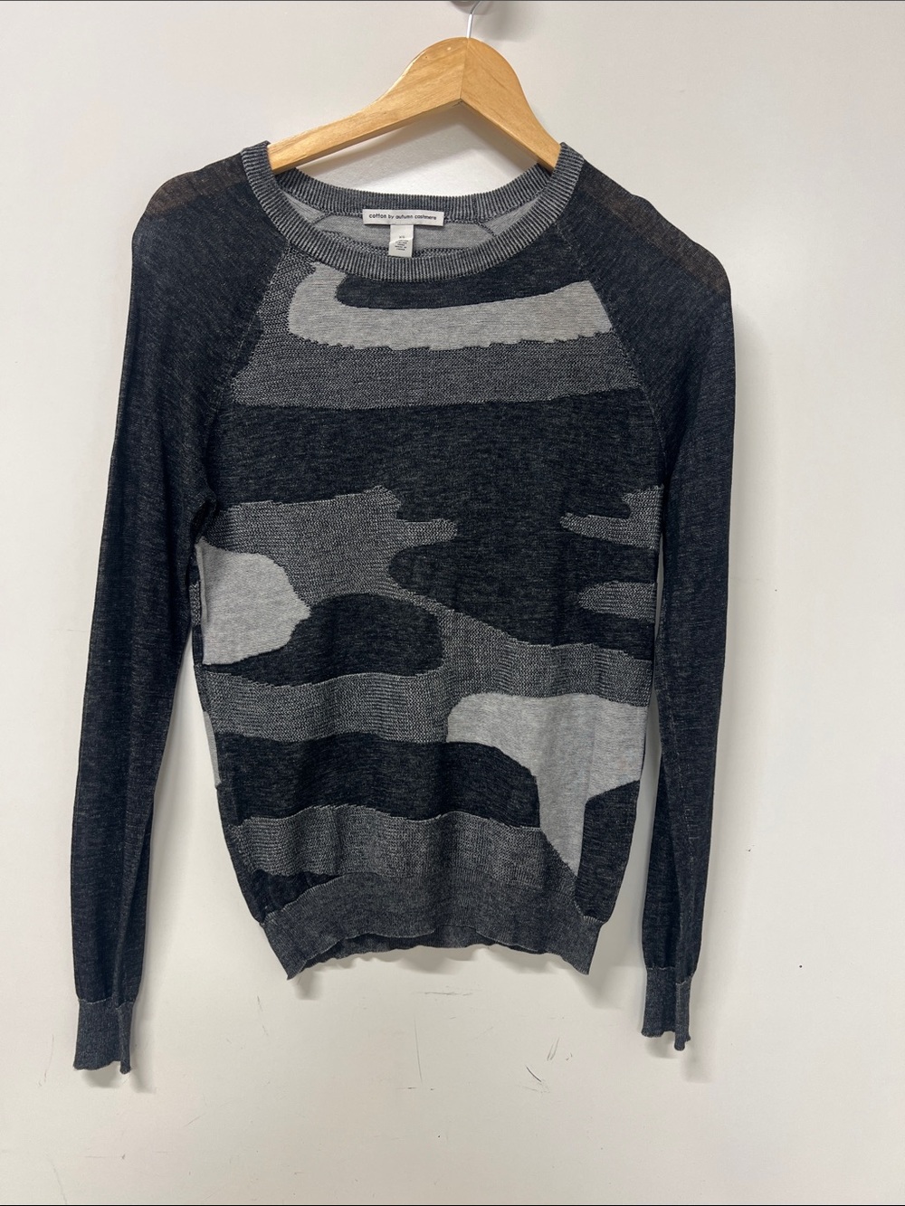 Cotton by Autumn Cashmere Sweater, XSmall, Black&Gray, L/S, Light Weight
